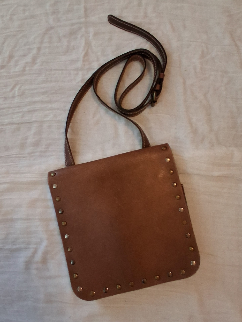 Patricia Nash Brown Leather Studded Crossbody Bag